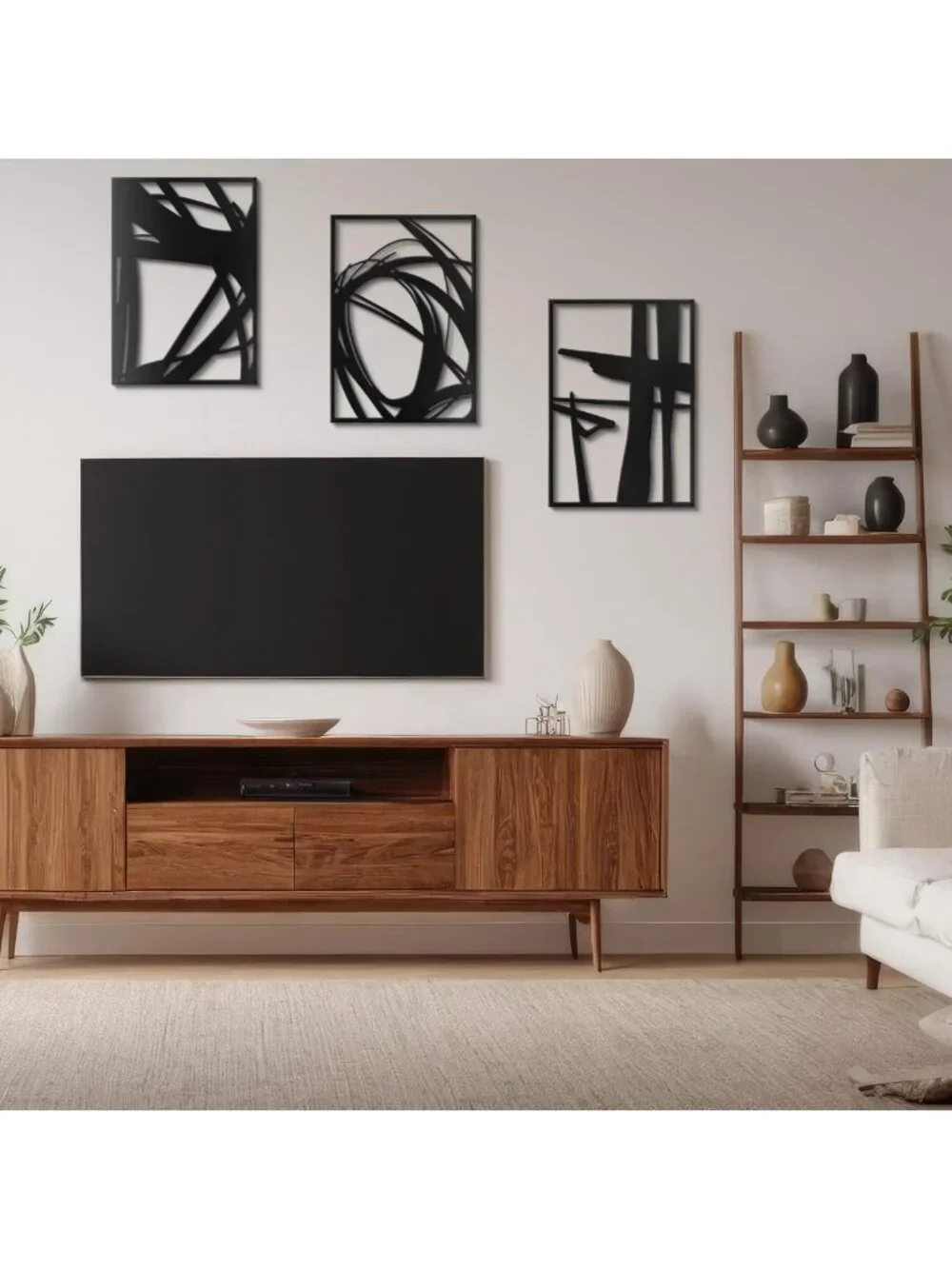 Modern Abstract Metal Wall Art - Minimalist Geometric 3D Sculpture for Home